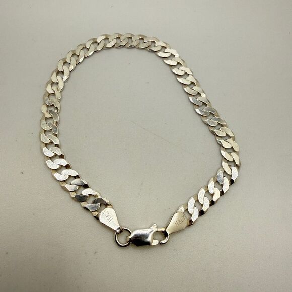 ~7.25" Thick cuban link bracelet, marked sterling silver and italy! - Picture 6 of 12